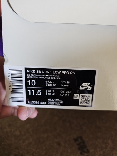 Nike SB Dunk Low Pro QS Chameleon UK 9 US 10 EUR 44 Oil Green White HJ3386 300 - Picture 5 of 5