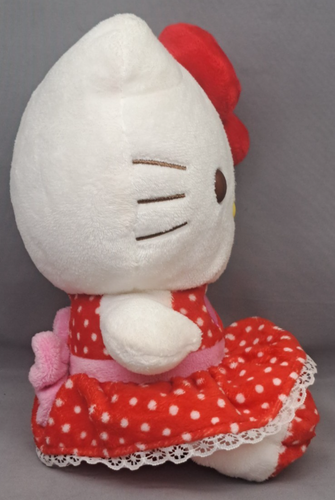 2013 Sanrio Hello Kitty Plush Stuffed Toy with Sen Eyes & Polka Dot Dress - Picture 2 of 5