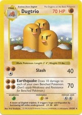 Heavily Played, English Pokemon Regular Dugtrio - 19/102 - Rare - Shadowless Edi