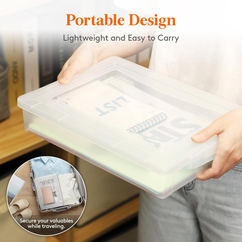 4 Pack Plastic Multi-Purpose Storage Box with Latching Lids Clear A4, 8.5" X 11" - Picture 7 of 12
