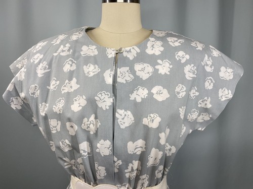 Vintage Dress SIZE 6 PETITE SMALL gray floral 80s 90s CARRIAGE COURT SPORT - 第 5/15 張圖片