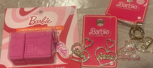 Barbie The Movie X Primark Heart Logo Drop Earrings, Keychain And Earbud Case - Picture 2 of 5
