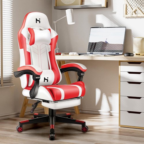 Ergonomisch Gaming Stuhl, Bürostuhl, Gamer Stuhl, Computerstuhl mit Fußstütze - Zdjęcie 1 z 6