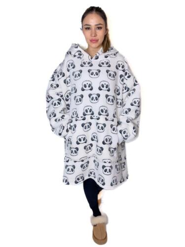 Hooded Blanket Soft Cozy Warm Fleece Wearable Oversize Blanket Hoodie - Foto 5 di 20
