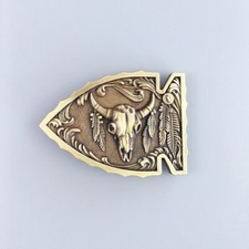 Vintage Bronze Plated Arrowhead Bull Belt Buckle Boucle de ceinture