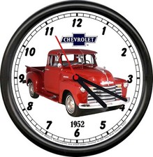 Licensed 1952 Chevy Pickup Truck Red General Motors Retro Sign Wall Clock Licensed 1952 Chevy Pickup Truck Red General Motors Retro Sign Wall Clock