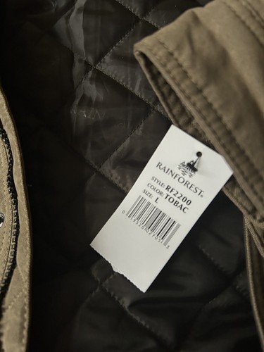 Rainforest Men’s Bomber Jacket L Wind Water Resistant Micro Sherpa Zip Brown NWT - Picture 11 of 24