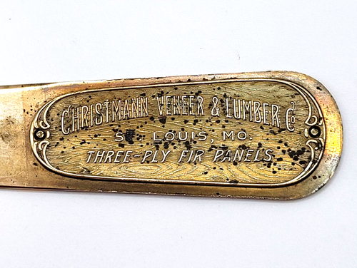 1920s Letter Opener Brass Advertising Christmann Veneer & Lumber St. Louis MO - Picture 2 of 19