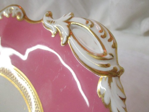 Antique porcelain Hand Painted pink & white with gold Compote with Handles - Picture 5 of 8
