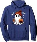 Cute Halloween Ghost Drink Pumpkin Halloween Design Unisex Hooded Sweatshirt
