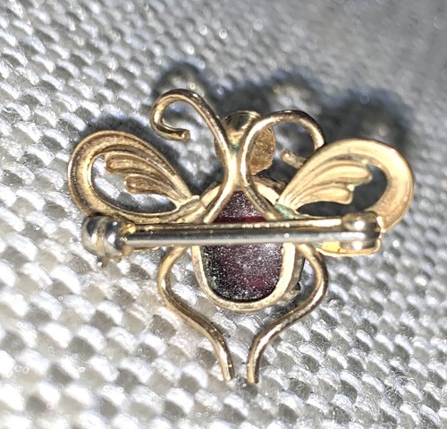 VTG Van Dell Fly Brooch Pin RedJelly Belly Rhinestone Head 1/20-12K GF - Picture 8 of 8