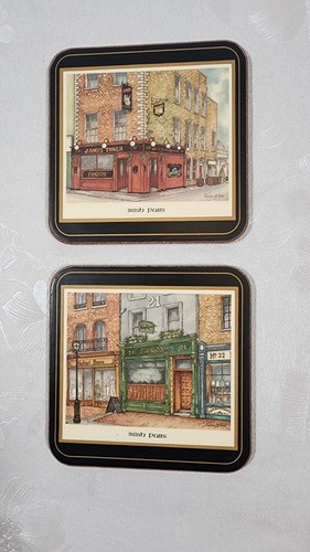 Pimpernel Irish Heritage Series Pubs Coasters Set Of 6 Cork Back Made In Ireland - Picture 4 of 8