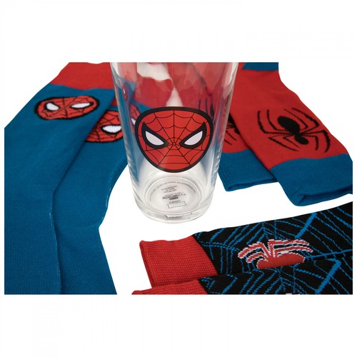 Spider-Man 3er Pack Crew Socken und Pint Glas Geschenkset Mehrfarbig - Bild 4 von 5