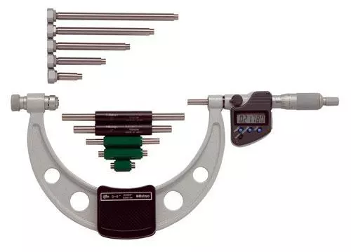 Mitutoyo 340-351-30 Outside Micrometer w/ Interchangeable Anvils 0-6"/0-152.4mm 