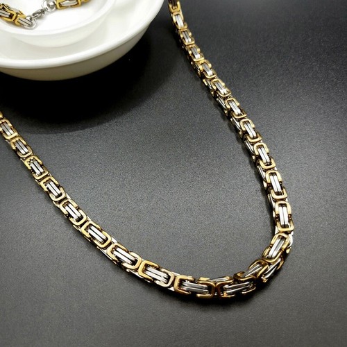 Men's 316L Stainless Steel Necklace Byzantine Box Chain Link Fashion Chunky Gift - Picture 4 of 12