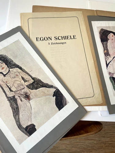 Funf Zeichnungen 1920 Egon Schiele Vintage Prints 48/100 Portfolio 106 years old