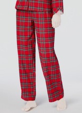 105 Charter Club Womens Red Printed Check Pajama Knit Sleepwear Pants XS