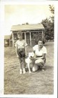 Mom and Boy pose with Pit Bull Dog "Bozo" between them* 1937 Photo snapshot