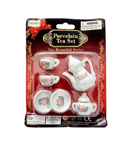 MINI JUEGO DE TÉ DE PORCELANA MUÑECA DE JUGUETE COLECCIONABLE MINIATURA 6 PIEZAS  - Imagen 1 de 3