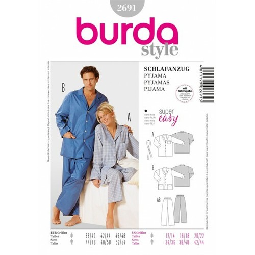 Burda Sewing Pattern 2691 Woman's \u0026 Men 
