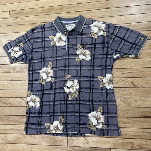 BAMBOO CAY Golf Polo Shirt Men L Chevy Chase Country Club CA Preppy Check Floral - Picture 17 of 23