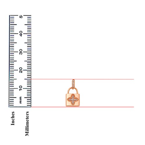 14K Real Rose Gold CZ Lock Pendant For Men Women Rose Gold CZ Lock Pendant - Picture 3 of 3