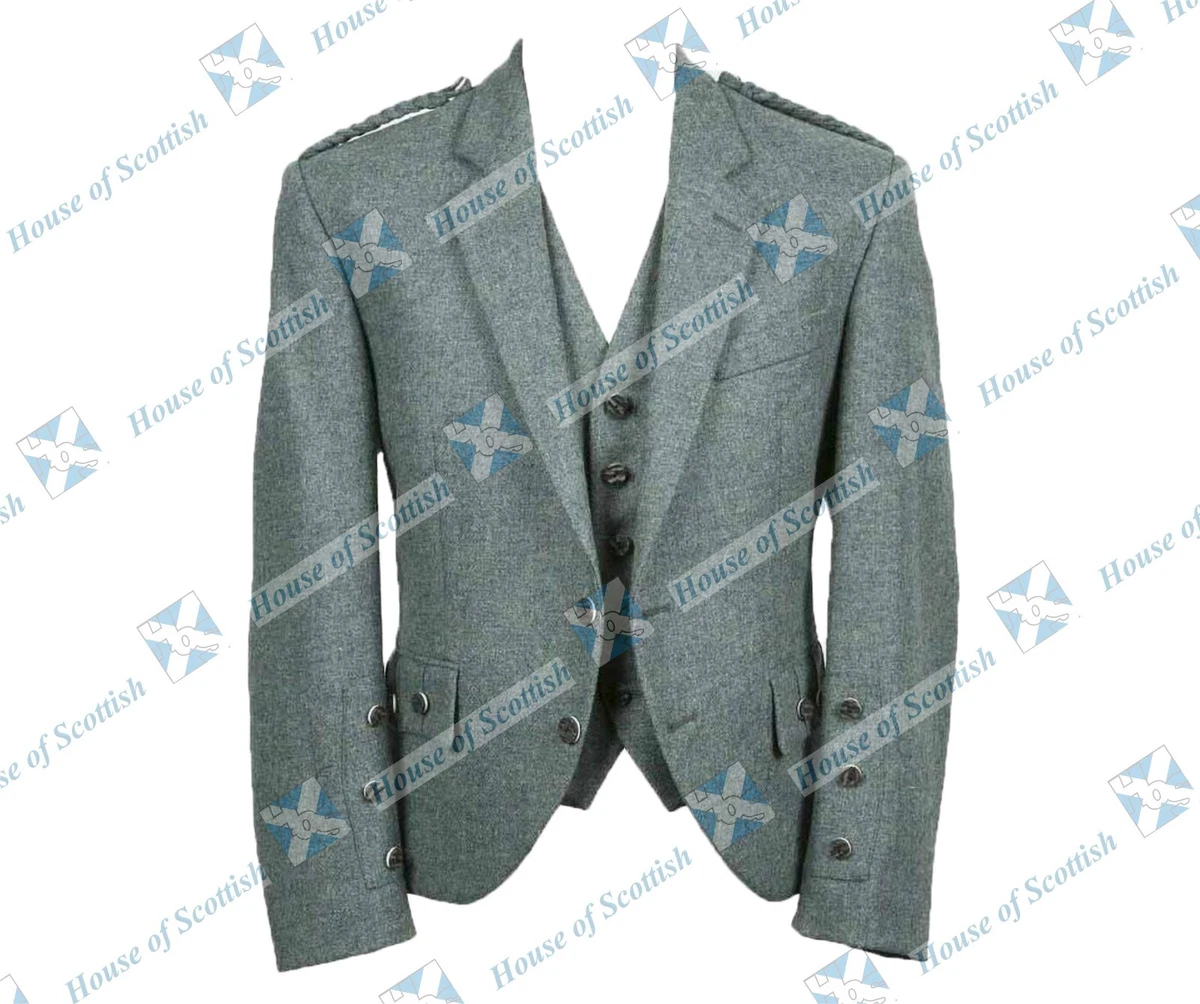 ARGYLE KILT JACKET WITH WAISTCOAT TWEED WEDDING JACKET BRAEMAR