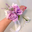 Prom Wedding Wrist Corsage Men's Corsage Lavender White 2 Piece NEW FROM USA