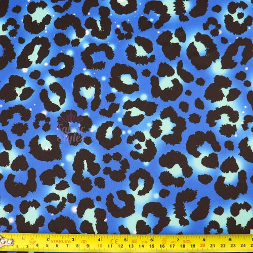 Leopard Jersey Fabric - 2 way scuba stretch dress fabric - Blue Animal Spot - Picture 2 of 9