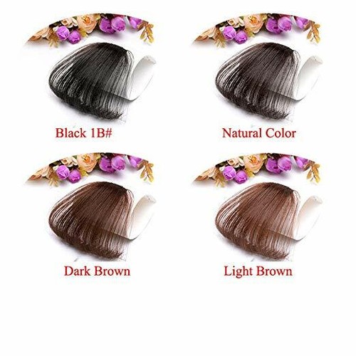 Remy Hair Extensions Clip-in Fringe – Thin Air Bangs Front Natural Hairpiece - Picture 3 of 6