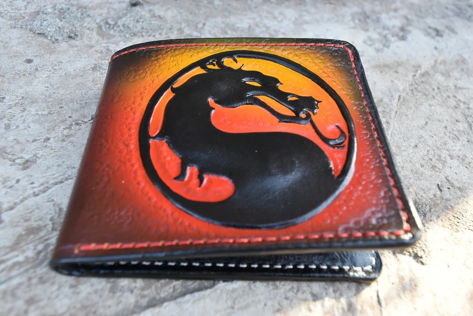 Mortal Kombat 钱包,Dragon 钱包,男士皮革钱包,真皮钱包 — 第 2/4 张图片