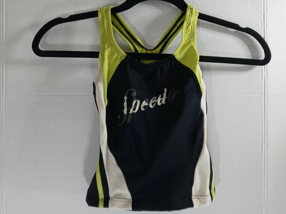 Traje de baño Speedo para niñas Tankini Top SOLO negro/blanco/amarillo. Talla 7 Usado Foto 3 de 4
