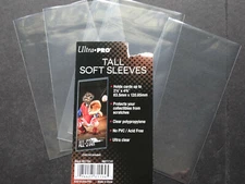 5 Loose Sleeves Ultra Pro Tall Card Sleeves 2 1/2" x 4 3/4" Tall Trading Cards 