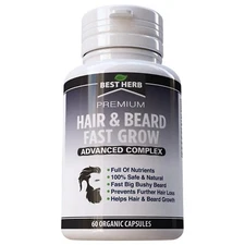 Hair & Beard Fast Grow Supplement  Pills 60 Capsules Exp 07/27