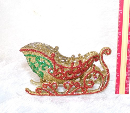 CASA DE MUÑECAS MINIATURA ORO-ROJO-VERDE NAVIDAD RENO Y TRINEO ESCALA 1:12 ROBLE NUEVO - Imagen 4 de 9