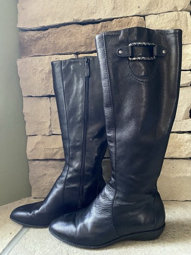 Cole Haan Air Women's Black Knee-High Riding Boots Leather Size 6 Vintage