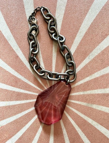 Pono Magic Amethyst Crystal on Chain Chunky Resin Statement Necklace from Italy - Picture 3 of 6