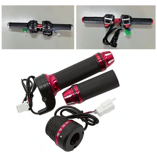 Easy to Use Electric Throttle Grips 4 Gear Change Black/Red Color 1 Pair - Picture 2 of 8