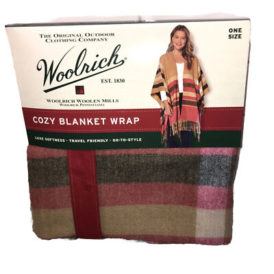 Woolrich Cozy Blanket Shawl Wrap Plaid one size 80% polyester 20