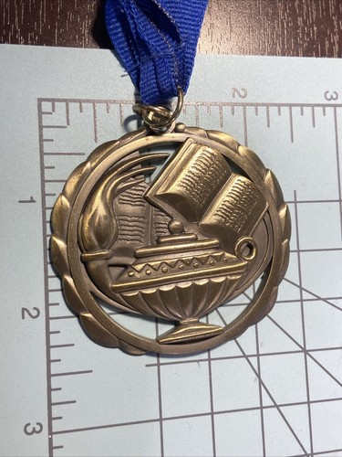 Lamp of Knowledge and Book of Learning Medal Academic Medallion READ - Picture 10 of 13