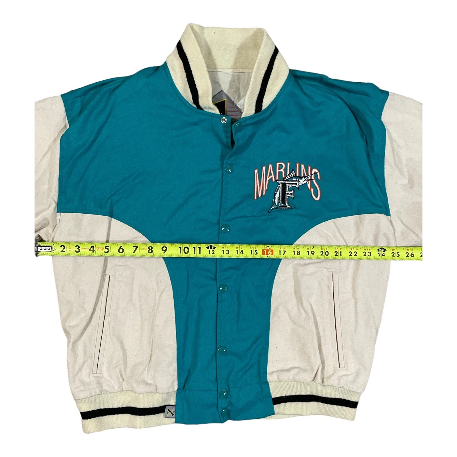  vintage 90's mlb florida marlins #1 apparel letterman embroidered jacket