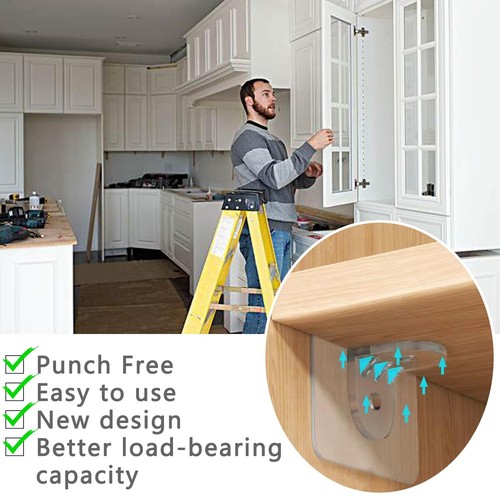 20Pcs Adhesive Support Shelf Bracket Wardrobe Partition Layer Hook Shelf Bracket - Picture 4 of 7