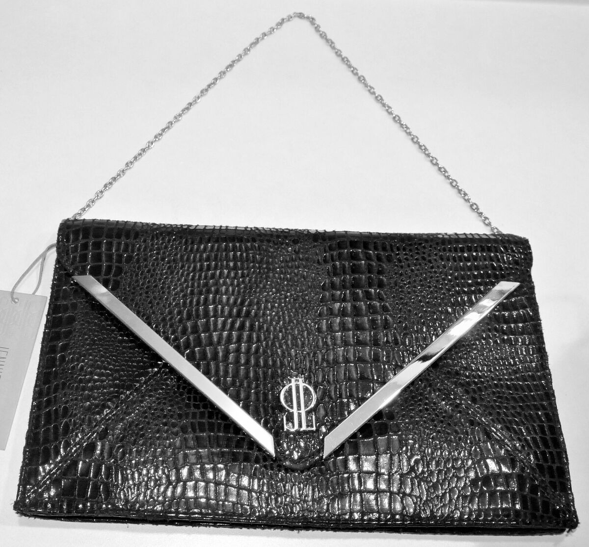 Jennifer Lopez Purse Clutch Handtasche schwarz Schlangenleder JLO NEU