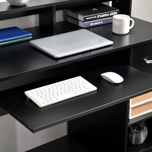  Axess Computer Keyboard Tray and Drawer Small Home Office Black Modern - Picture 5 of 5