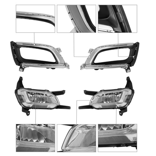 Driver+Passenger Side Halogen Fog Light Lamps w/ Covers For 2014 2015 Kia Optima - Picture 2 of 14