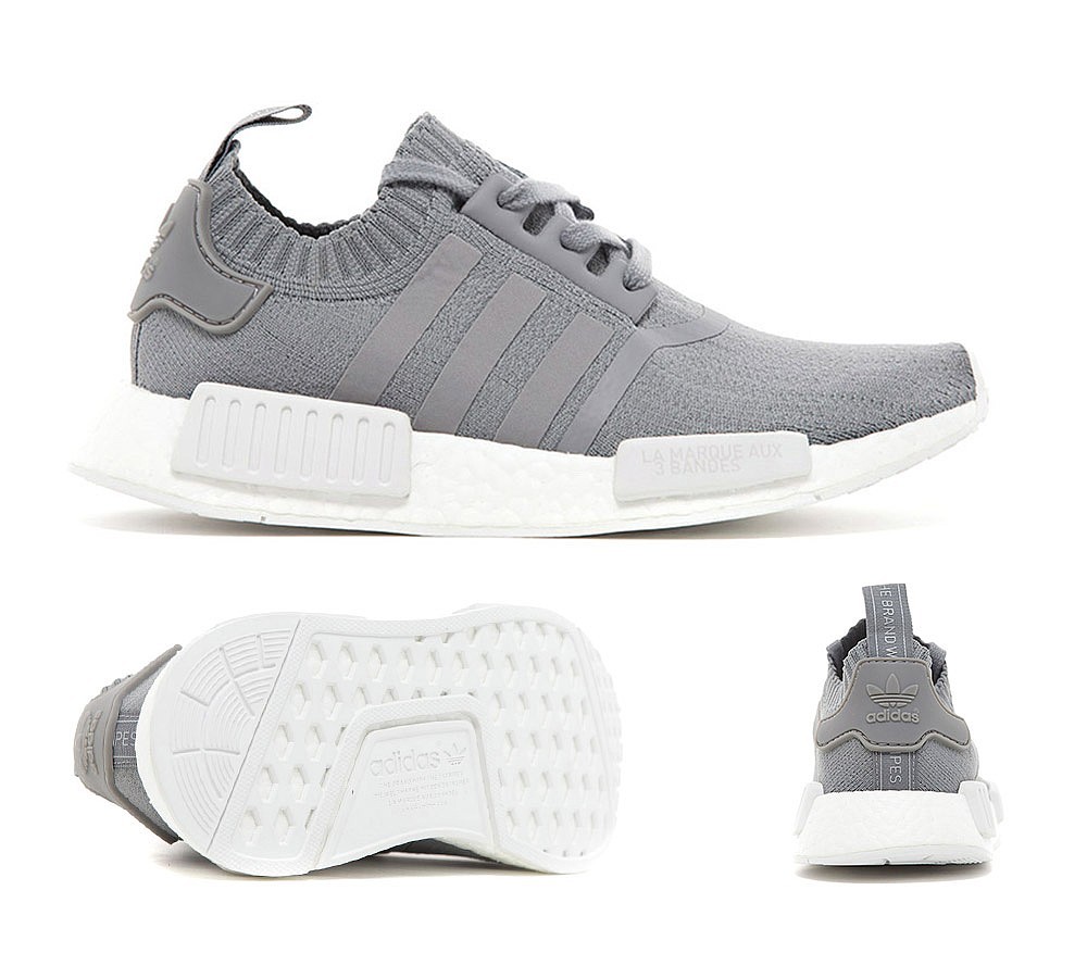 Adidas Original's NMD R1 Primeknit PK Gris / blanc Adidas Original's NMD R1 Primeknit PK Gris / blanc
