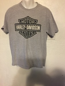 HARLEY-DAVIDSON-GREY-T-Shirt-Men-039-s-Size-Large-Chicago-Motor-Cycles-Graphic-Print