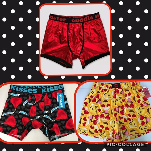 NWT MEN'S RED FOIL Monster Cuddle Emoji Hershey's Kisses KNIT BOXER