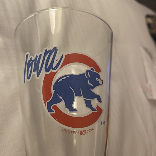 Iowa Cubs MiLB Baseball 2006 Logo 9” Beer Pilsner Glass Baseball Stem-EUC - Picture 2 of 9