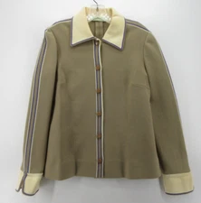 VINTAGE Gino Paoli Jacket Women 12 Brown Wool 70s Mod Retro Button Up Italy *